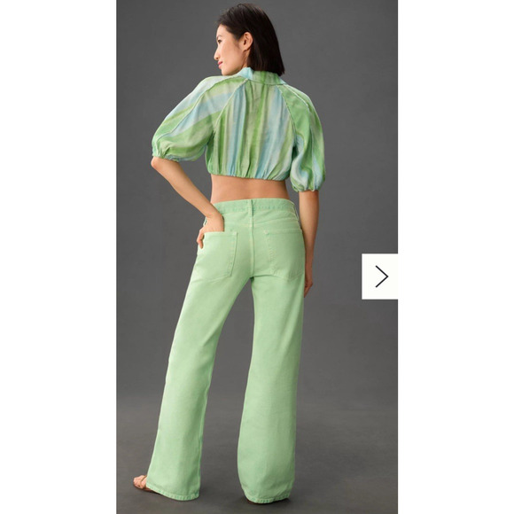 Ética x Anthropologie Jeans 29 AMIS Relaxed Boot Jeans DUSTY AQUA New With Tags - Picture 2 of 10